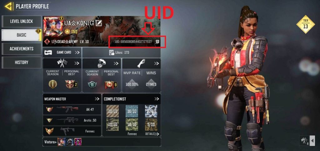 Cod mobile id player